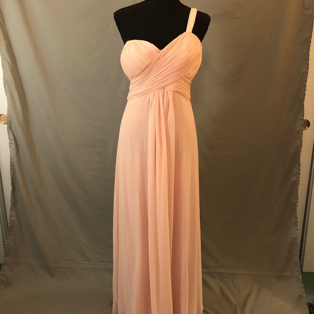 Light Pink Floor Length Asymetrical One Strap Formal Dress